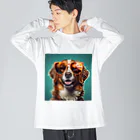 AQUAMETAVERSEのサングラスをかけた、かわいい犬 Marsa 106 ビッグシルエットロングスリーブTシャツ