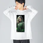 AQUAMETAVERSEのグリーンのドレスでパーティsanae 2074 Big Long Sleeve T-Shirt