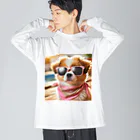 AQUAMETAVERSEのサングラスをかけた、かわいい犬 Marsa 106 Big Long Sleeve T-Shirt