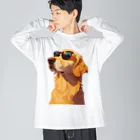 AQUAMETAVERSEのサングラスをかけた、かわいい犬 Marsa 106 ビッグシルエットロングスリーブTシャツ