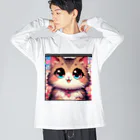 yos-1292583のねこニコばん ビッグシルエットロングスリーブTシャツ