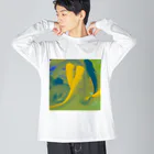 納豆ごはんの緑と黄色と青緑の混色 Big Long Sleeve T-Shirt