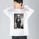 shiba9のヘルメット猫 ビッグシルエットロングスリーブTシャツ