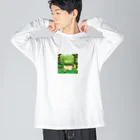 sajadのドット絵の中にホッコリ癒やされるふわふわのひよこが登場！ ビッグシルエットロングスリーブTシャツ