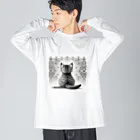 にくきゅう299のBack-raised Dream Cat 3 Big Long Sleeve T-Shirt