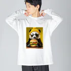 Colorful Canvasのハンバーガーを食べるパンダ Big Long Sleeve T-Shirt