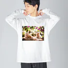 migiwanchanのブーゲンビリアマルプー ビッグシルエットロングスリーブTシャツ