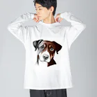 Ama'sのじっと見つめる犬さん ビッグシルエットロングスリーブTシャツ