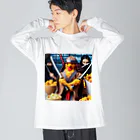 ハピShopのブラックペッパーチキン ビッグシルエットロングスリーブTシャツ