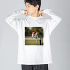 jackrussellvibes___のハードルをジャンプしているジャックラッセルテリア Big Long Sleeve T-Shirt