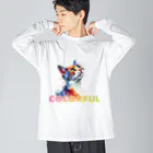 G.O.A.T.designの色鮮やかな水彩画に描かれたカワイイ猫 Big Long Sleeve T-Shirt