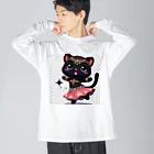 ベリーBellyの黒猫ベリーダンス ビッグシルエットロングスリーブTシャツ