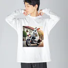 やんちゃな動物達のやんバニー　バイクver ビッグシルエットロングスリーブTシャツ