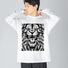 SERIY_SHOPの荘厳なる支配者：モノトーンのライオンの描画 Big Long Sleeve T-Shirt