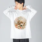 Petia Bloomの水彩風犬と花 Big Long Sleeve T-Shirt