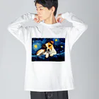 Dog Art Museumの【星降る夜 - ジャックラッセルテリア犬の子犬 No.1】 Big Long Sleeve T-Shirt