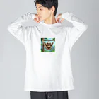 ナマケモノstoreのハンモックに揺られるナマケモノ 루즈핏 롱 슬리브 티셔츠