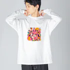 momonekokoのラブラブな猫ちゃん ビッグシルエットロングスリーブTシャツ