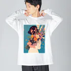 AQUAMETAVERSEの花束をあなたに　Hime  2530 ビッグシルエットロングスリーブTシャツ