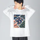 Saza-nami Antique designのとかげ・かえる・かたつむり・きりん ビッグシルエットロングスリーブTシャツ