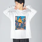 Kazuya Satoの昭和テイストカラフルPOPガーリー Big Long Sleeve T-Shirt