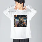 roogerの宇宙猫1 ビッグシルエットロングスリーブTシャツ