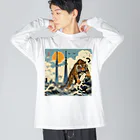 momonekokoのワイルドな虎 ビッグシルエットロングスリーブTシャツ