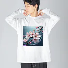 Navel Sky AIの水に咲く桜 ビッグシルエットロングスリーブTシャツ