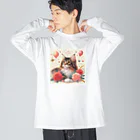 Y m @Y's shopの猫と薔薇 Big Long Sleeve T-Shirt