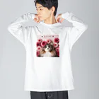 Y m @Y's shopの猫とダリア Big Long Sleeve T-Shirt