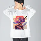 AQUAMETAVERSEの夕焼けに舞う、仮面の戦姫 Marsa 106 ビッグシルエットロングスリーブTシャツ