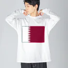 お絵かき屋さんのカタールの国旗 ビッグシルエットロングスリーブTシャツ