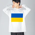 お絵かき屋さんのウクライナの国旗 ビッグシルエットロングスリーブTシャツ