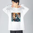 ぱぴぷSHOPのロックスターなペンギン ビッグシルエットロングスリーブTシャツ