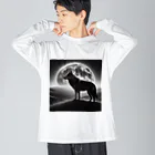 HerosのFull Moon Lonly Wolf ビッグシルエットロングスリーブTシャツ