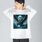 万事屋のフクロウがドラゴンに乗って大冒険中🦉🐉 ビッグシルエットロングスリーブTシャツ