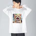 f-koroのかわいい笑顔がたまらない子猫 ビッグシルエットロングスリーブTシャツ