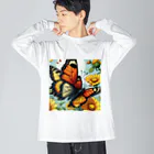 ヘラクレス鈴木のキャラミュージアムの美しき蝶の舞 ビッグシルエットロングスリーブTシャツ