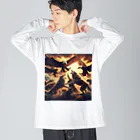 chikokuma76のイヌワシとオオカミ Big Long Sleeve T-Shirt