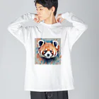 WithRedPandaの水彩風レッサーパンダ ビッグシルエットロングスリーブTシャツ