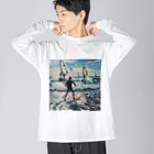 AQUAMETAVERSEのsupとwindsurfingレース　エンジェル717 2065 ビッグシルエットロングスリーブTシャツ