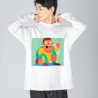 JINPACHIの大胆な男 Big Long Sleeve T-Shirt