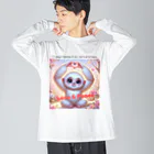 dreamy-designのLOVE&PEACE　シロテナガザルくん ビッグシルエットロングスリーブTシャツ