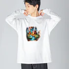 EseCAMPのキャンプ熊シリーズ Big Long Sleeve T-Shirt