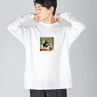 yuki_tukuruの駆け出す猫 ビッグシルエットロングスリーブTシャツ