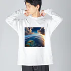 Harunashopの🌎美しい地球🌍 ビッグシルエットロングスリーブTシャツ