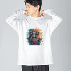 shime_savaのアステカあたりの雨の神様 ビッグシルエットロングスリーブTシャツ