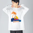  SATOHIROショップのヨットビーチ・サマーパーム ビッグシルエットロングスリーブTシャツ