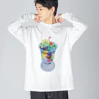 わー！！の君と食べたかった気がする食べもの ビッグシルエットロングスリーブTシャツ