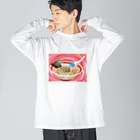 sayayanのラーメンどっぷりくん ビッグシルエットロングスリーブTシャツ